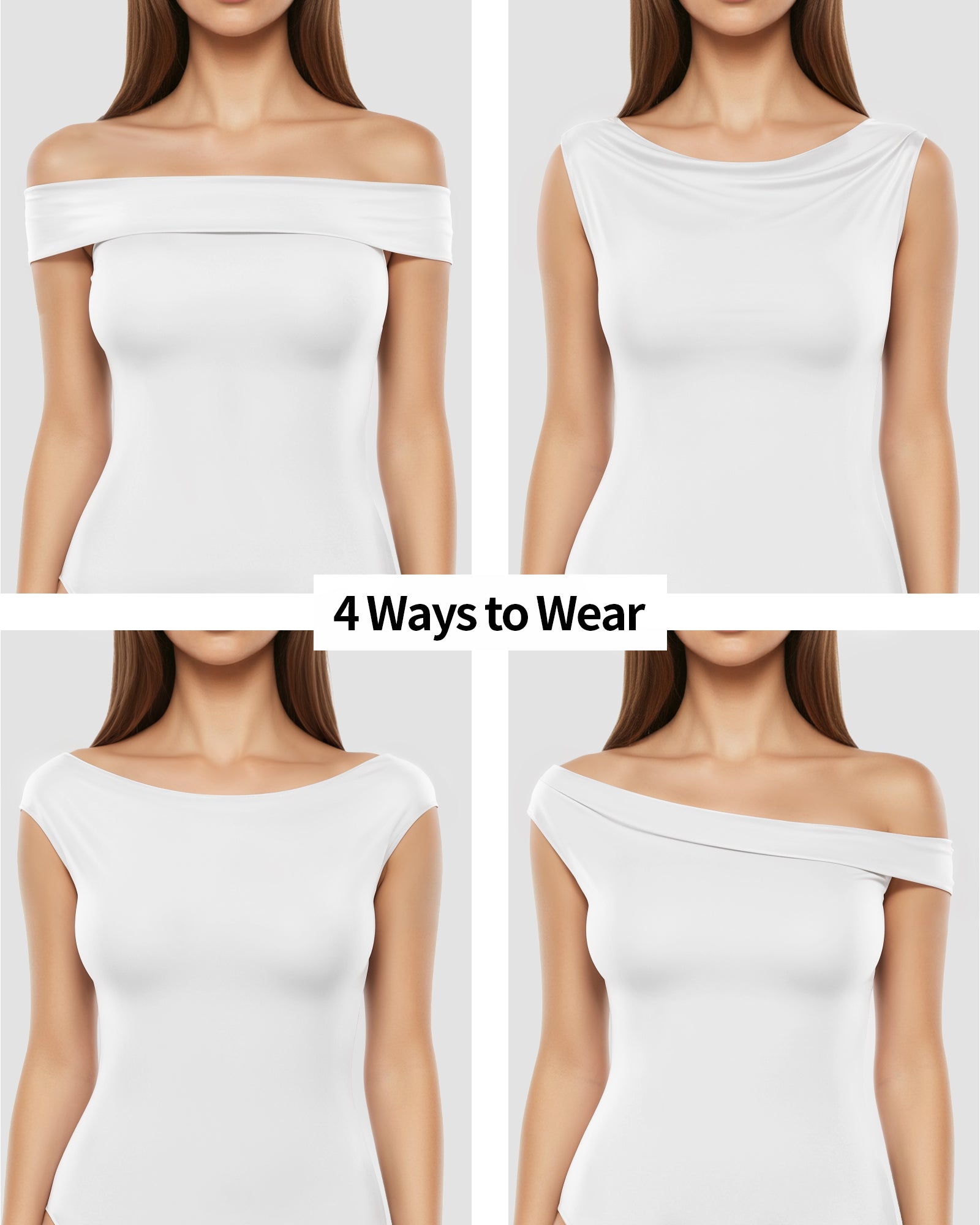 MANGOPOP Women's Off The Shoulder Double Lined Bodysuit Versatile Thong Body Suit Going Out Summer Trendy Tops