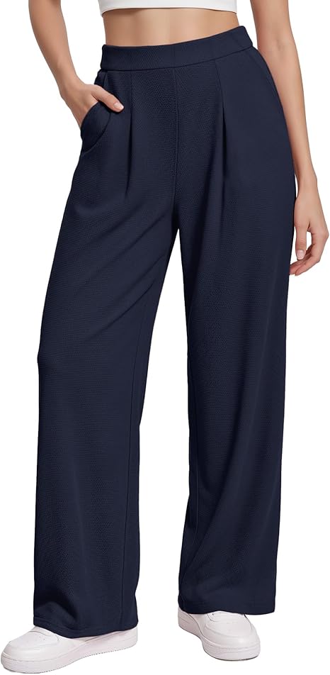 MANGOPOP Wide Leg Pants Woman High Waisted Slacks Trousers for Business Casual