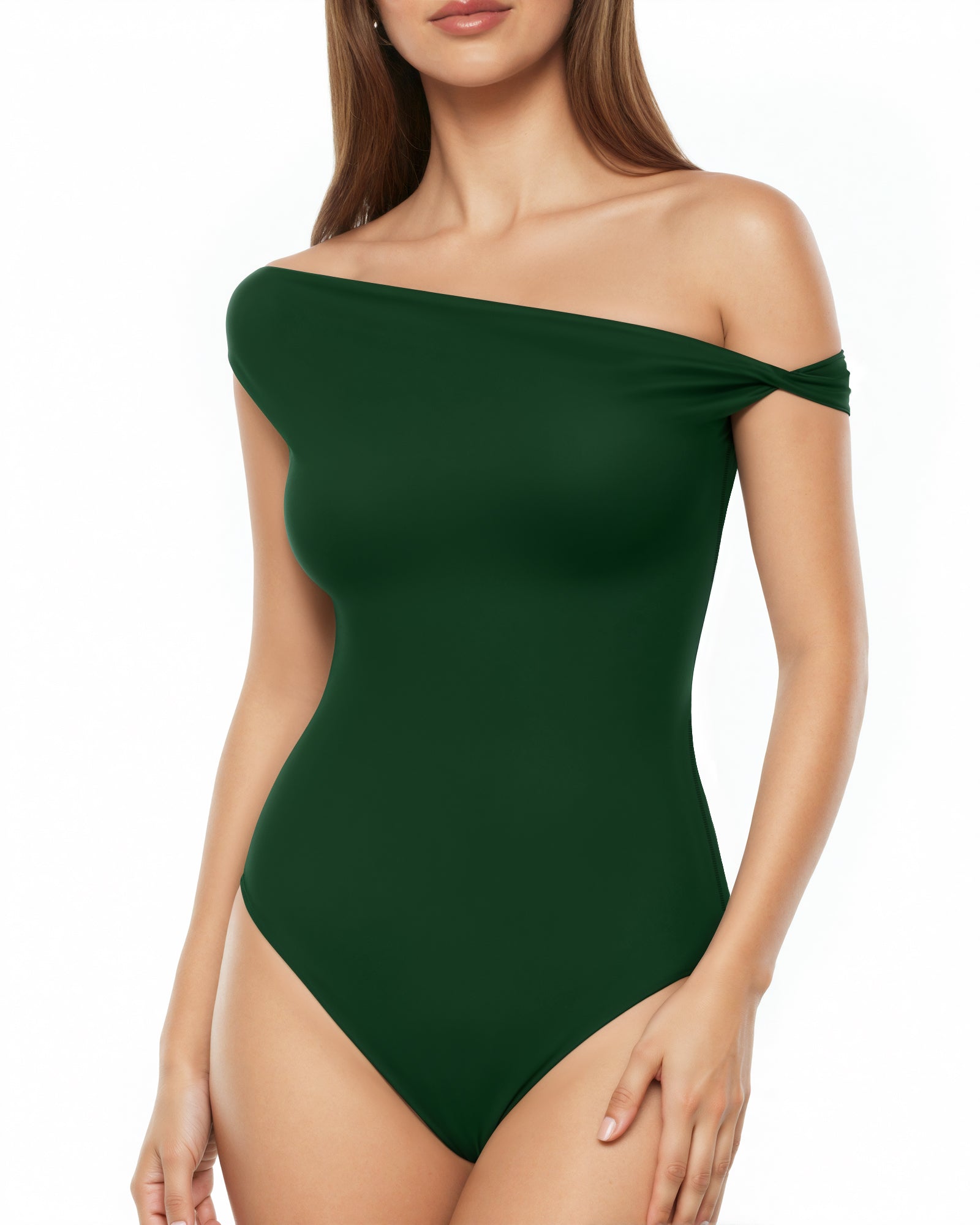 MANGOPOP Women's Off The Shoulder Double Lined Bodysuit Versatile Thong Body Suit Going Out Summer Trendy Tops