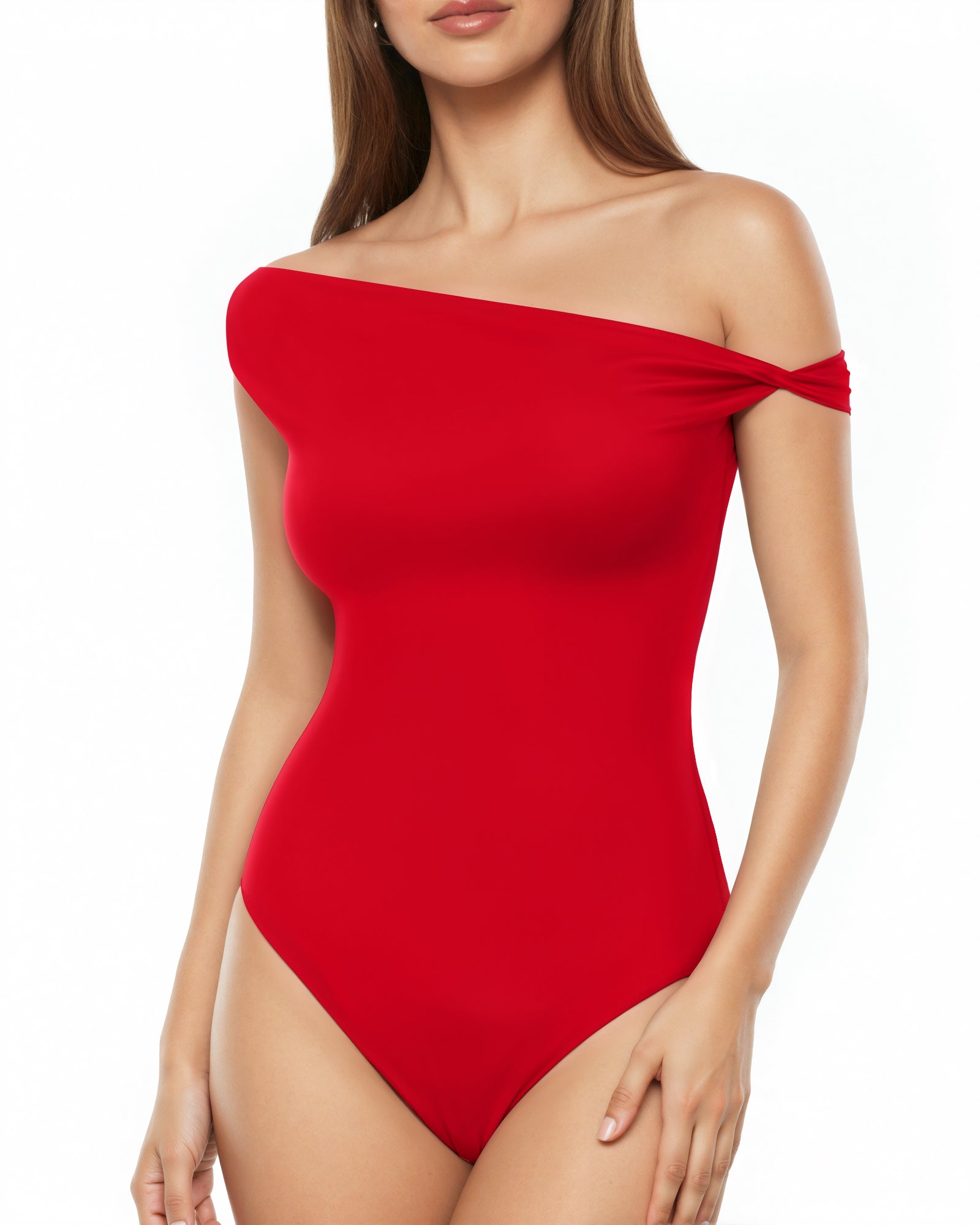 MANGOPOP Women's Off The Shoulder Double Lined Bodysuit Versatile Thong Body Suit Going Out Summer Trendy Tops