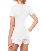 MANGOPOP Women's V Neck Short Sleeve Long Sleeve Slim Fit T Shirt Tunic Tops Tee