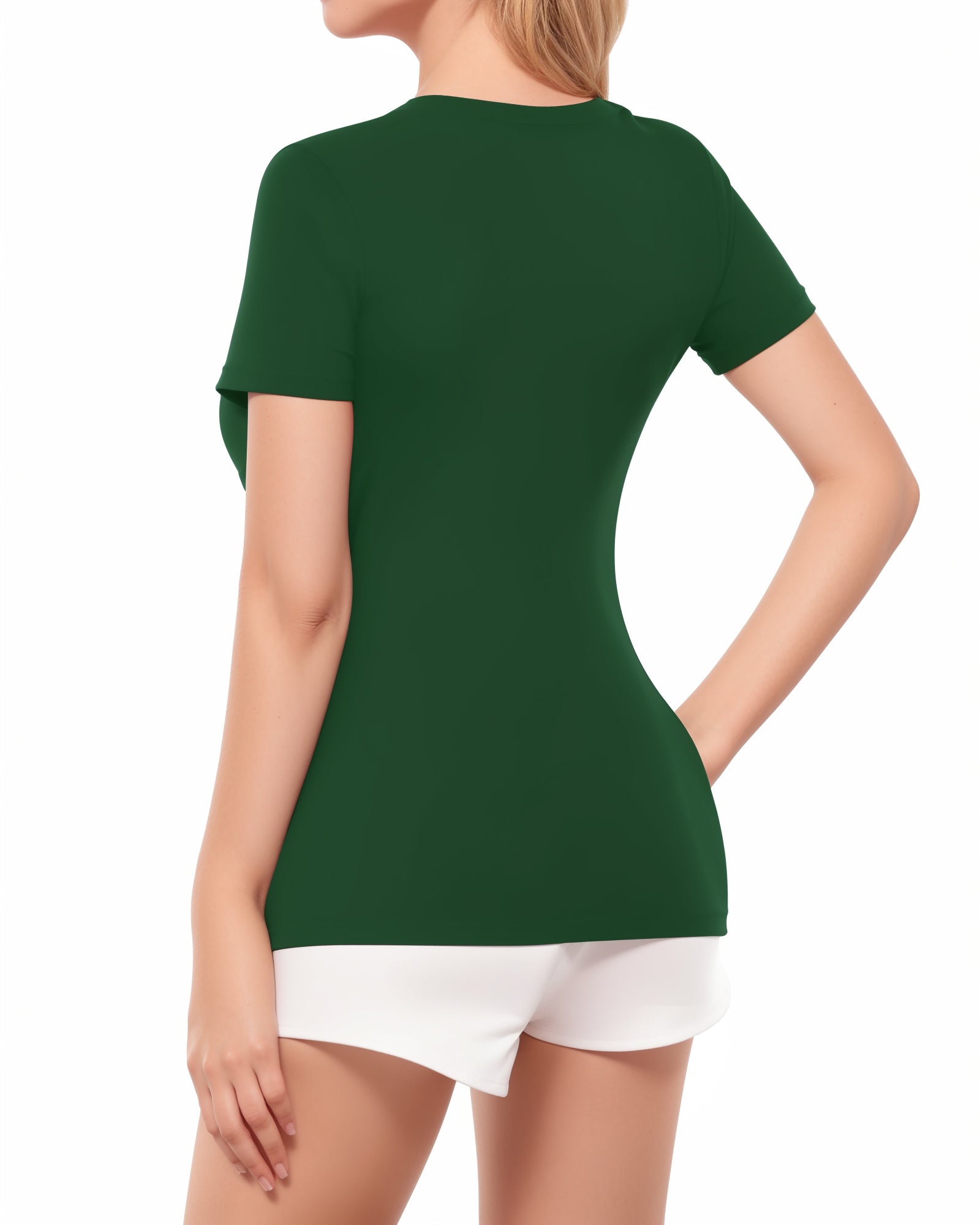 MANGOPOP Women's V Neck Short Sleeve Long Sleeve Slim Fit T Shirt Tunic Tops Tee