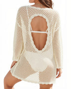 MANGOPOP Crochet Cover Up Swimsuit Coverup for Women 2026 Summer Bathing Suit Swimwear Mesh Knit Beach Dress Vacation Outfits