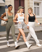 MANGOPOP Women's Sleeveless Square Neck Double Lined Thong Bodysuit Tank Tops Workout Top Shirts