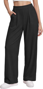 MANGOPOP Wide Leg Pants Woman High Waisted Slacks Trousers for Business Casual