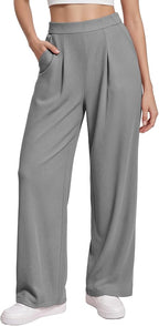 MANGOPOP Wide Leg Pants Woman High Waisted Slacks Trousers for Business Casual