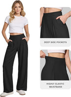 MANGOPOP Wide Leg Pants Woman High Waisted Slacks Trousers for Business Casual