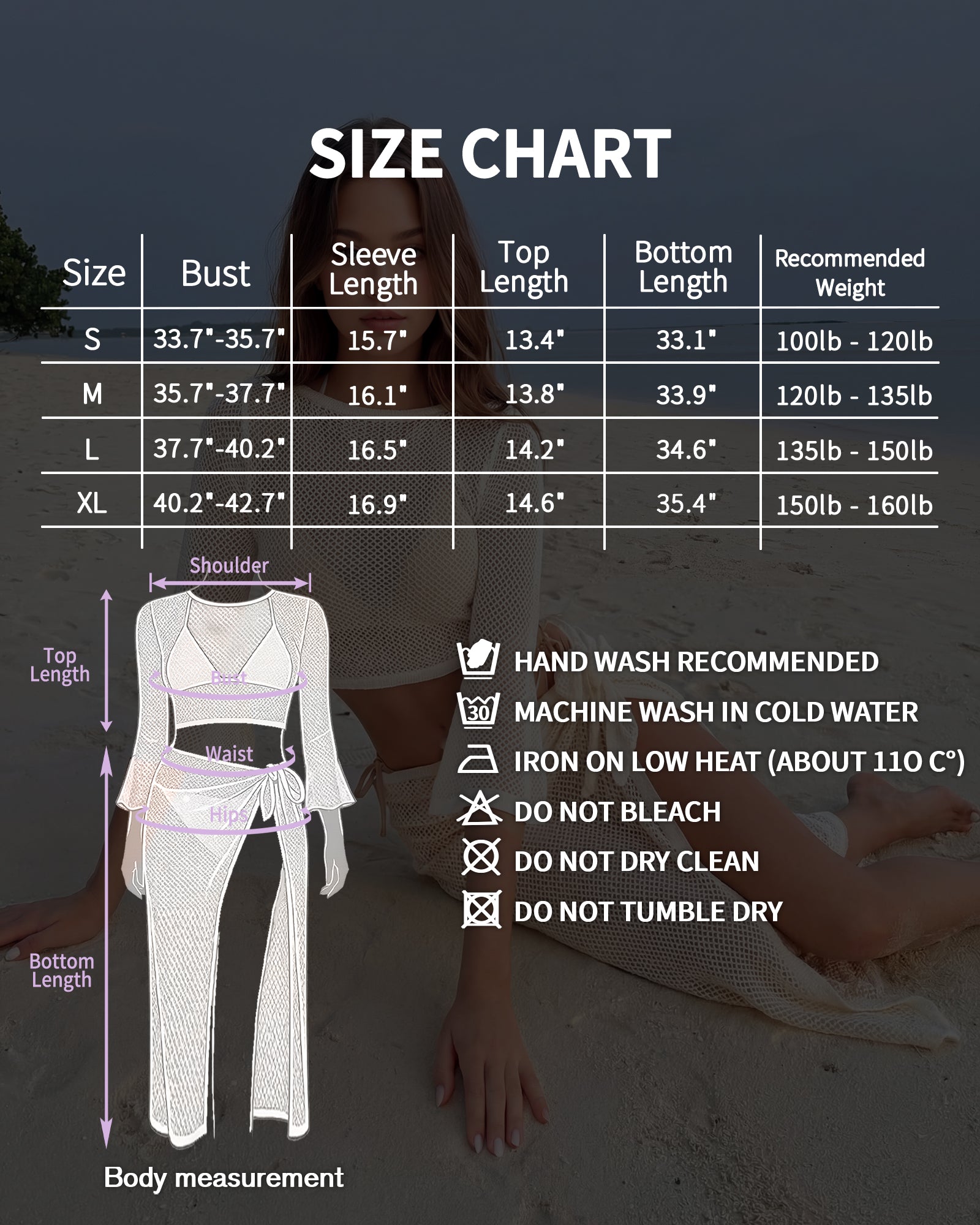 MANGOPOP 2 Piece Swimsuit Coverup for Women, Crochet Bathing Suit Cover Up Set for Beach Pool Vacation