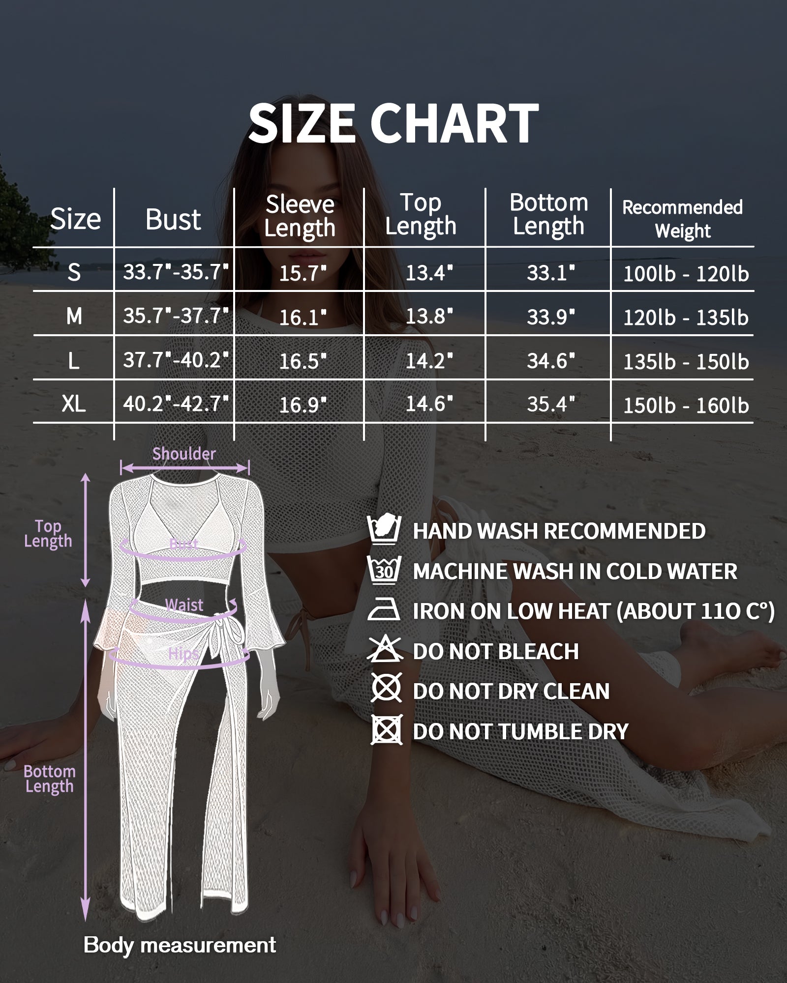 MANGOPOP 2 Piece Swimsuit Coverup for Women, Crochet Bathing Suit Cover Up Set for Beach Pool Vacation