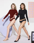 MANGOPOP Women's Double Lined Long Sleeve Tops Crew Neck T Shirts Fitted Basic Tee