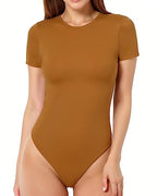 MANGOPOP Women's Essential Round Neck Short Sleeve Bodysuit