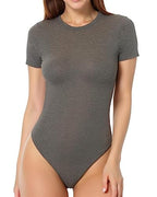 MANGOPOP Women's Essential Round Neck Short Sleeve Bodysuit