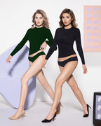 MANGOPOP Women's Double Lined Long Sleeve Tops Crew Neck T Shirts Fitted Basic Tee