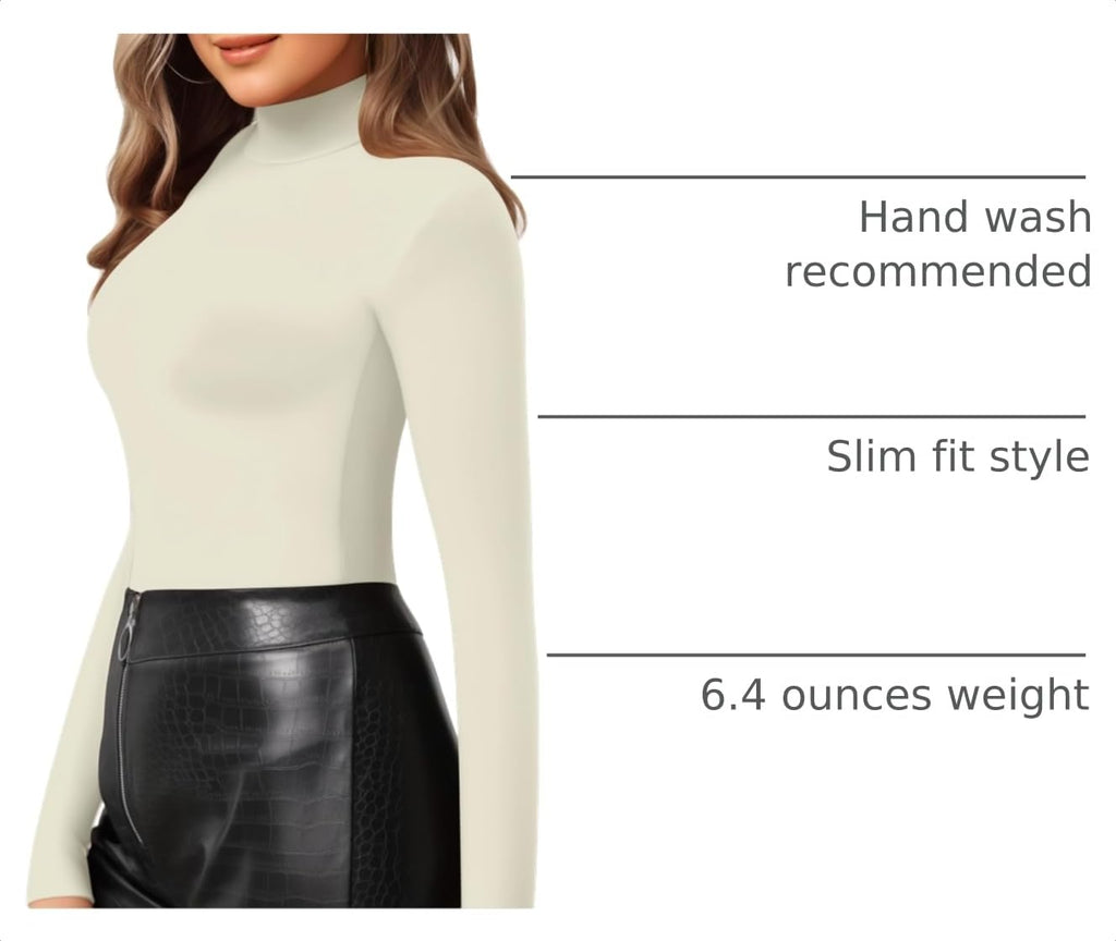 MANGOPOP Mock Neck Slim-Fit Top - Beige