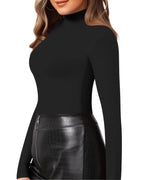 MANGOPOP Mock Neck Slim-Fit Top - Black