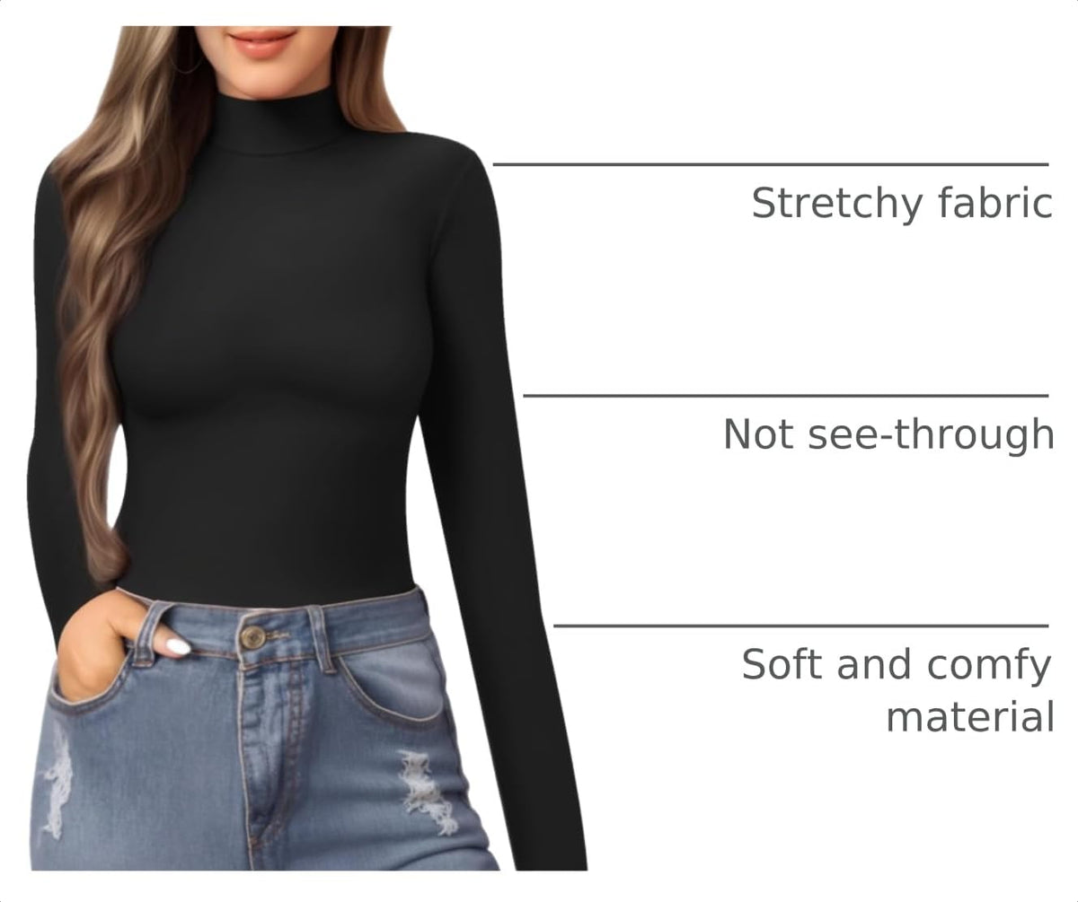 MANGOPOP Mock Neck Slim-Fit Top - Black