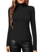 MANGOPOP Mock Neck Slim-Fit Top - Black