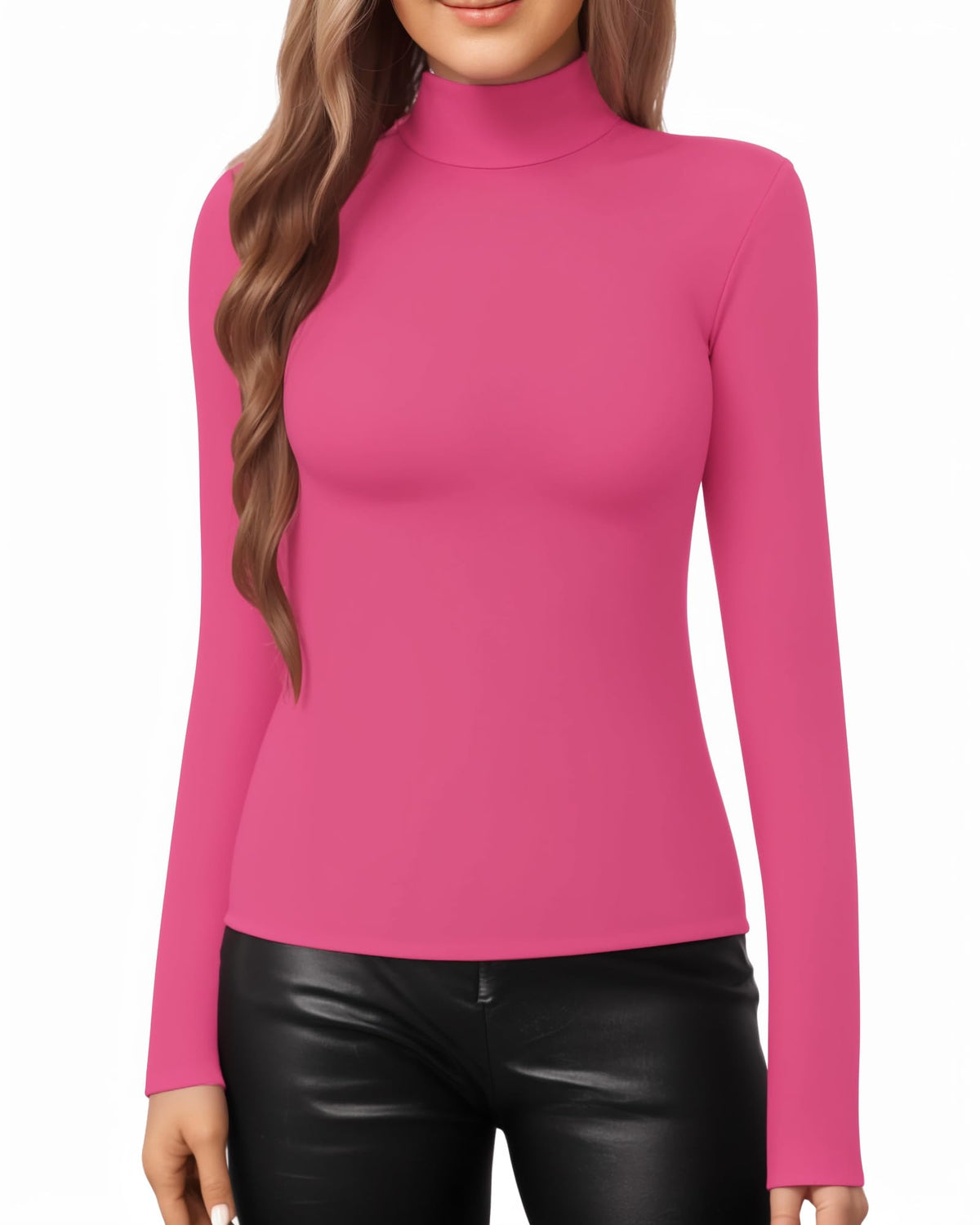 MANGOPOP Mock Neck Slim-Fit Top - Blush
