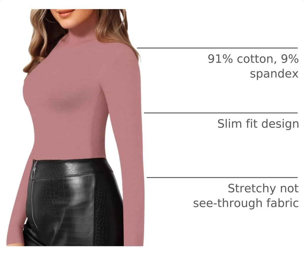 MANGOPOP Mock Neck Slim-Fit Top - Marsala