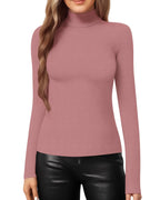 MANGOPOP Mock Neck Slim-Fit Top - Marsala