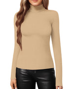 MANGOPOP Mock Neck Slim-Fit Top - Mocha