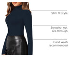 MANGOPOP Mock Neck Slim-Fit Top - Navy Blue