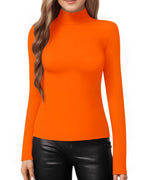 MANGOPOP Mock Neck Slim-Fit Top - Orange