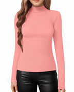 MANGOPOP Mock Neck Slim-Fit Top - Pink