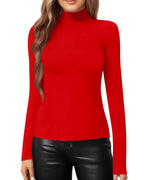 MANGOPOP Mock Neck Slim-Fit Top - Red