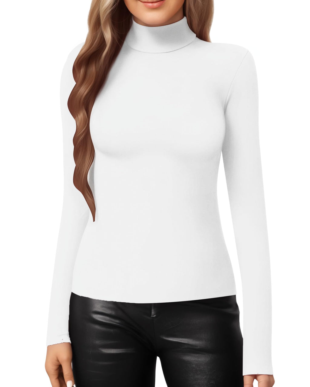 MANGOPOP Mock Neck Slim-Fit Top - White