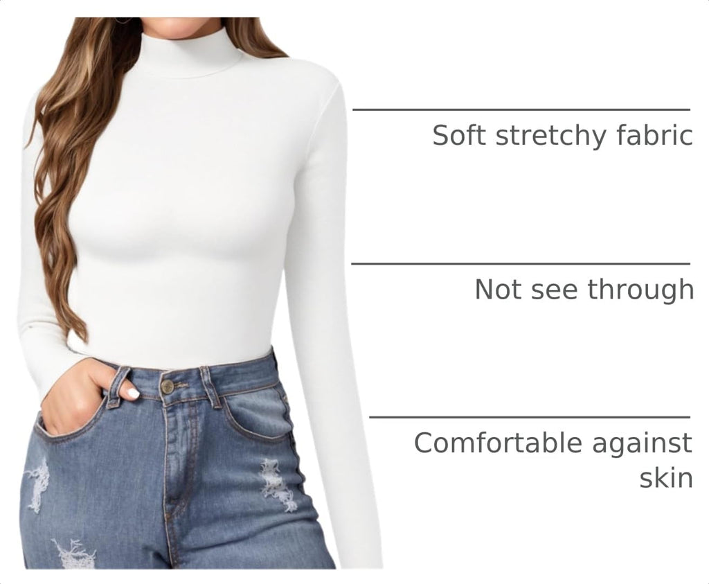 MANGOPOP Mock Neck Slim-Fit Top - White