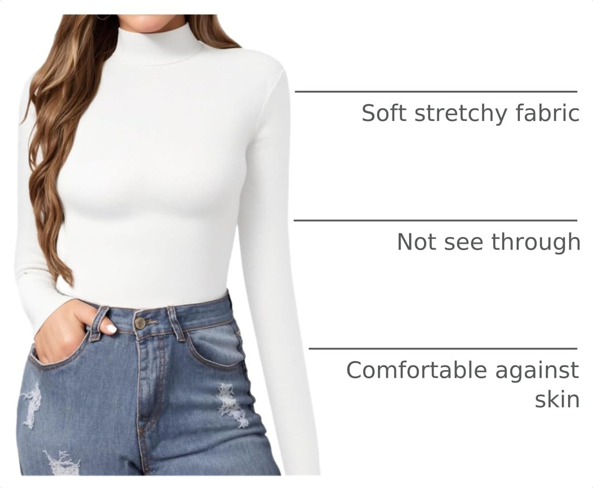 MANGOPOP Mock Neck Slim-Fit Top - White
