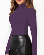 MANGOPOP Mock Neck Slim-Fit Top - Purple