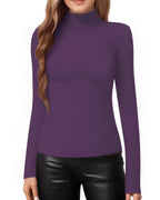 MANGOPOP Mock Neck Slim-Fit Top - Purple