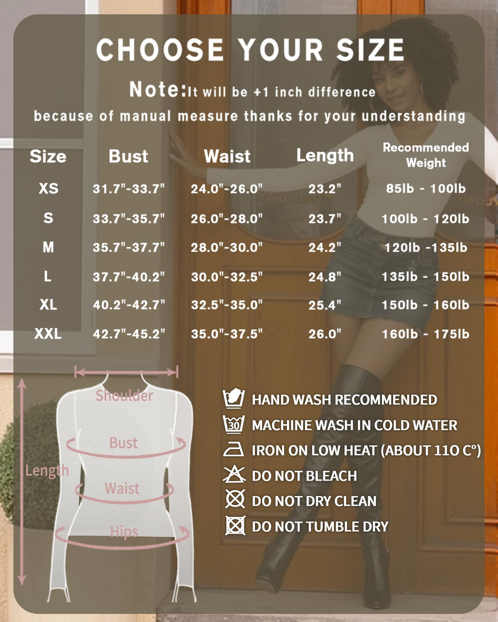 MANGOPOP Deep V-Neck Long-Sleeve Slim Fitted Top - White