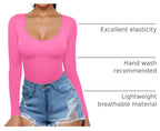 MANGOPOP Scoop Neck Long-Sleeve Slim-Fit Top - Blush