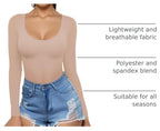 MANGOPOP Scoop Neck Long-Sleeve Slim-Fit Top - Light Camel