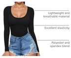 MANGOPOP Scoop Neck Long-Sleeve Slim-Fit Top - Black