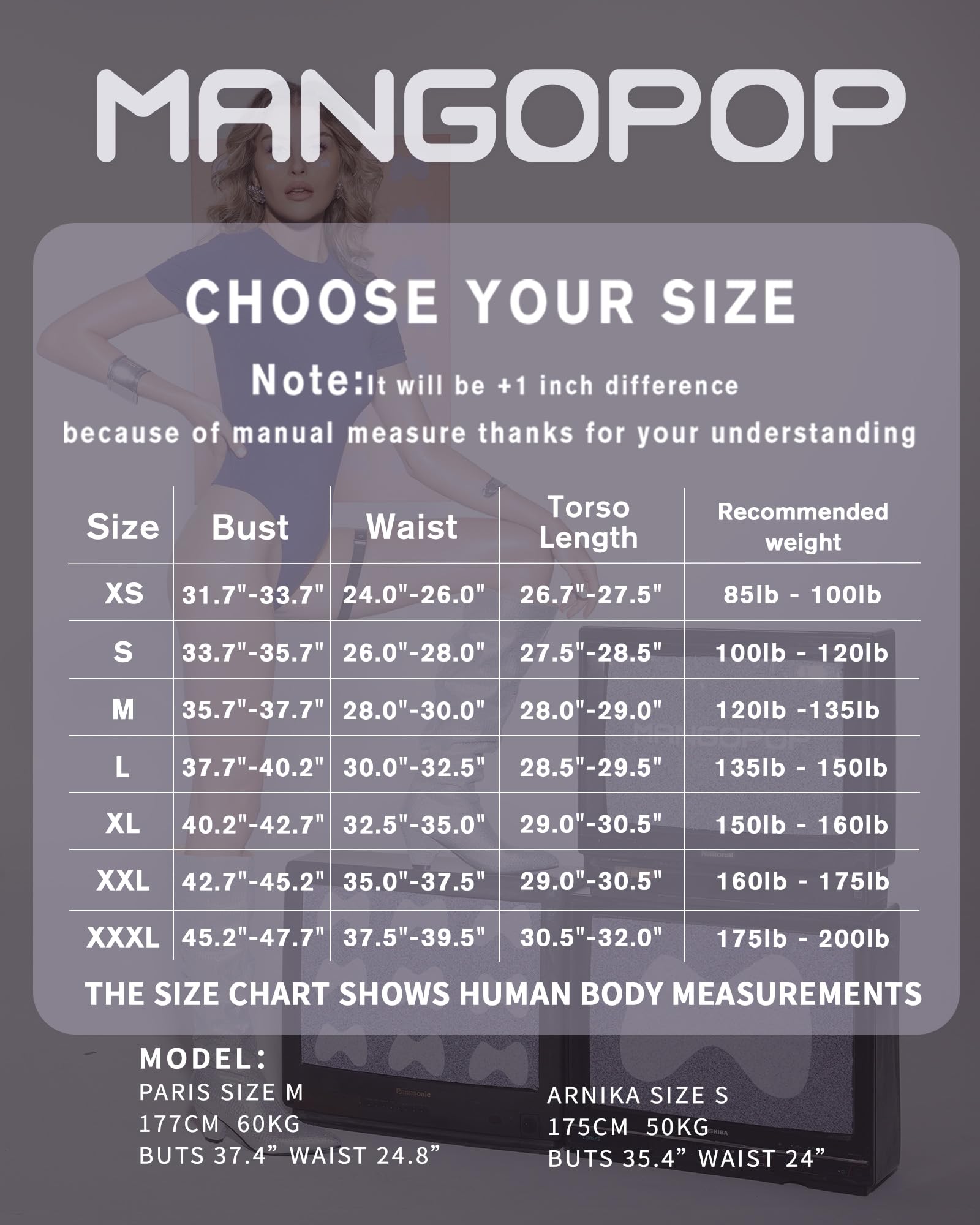 MANGOPOP Womens Short Sleeve Bodysuit Crew Neck Double Lined T-shirt Tops Second Skin Bodysuit Collection