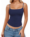 MANGOPOP Womens Tank Tops Square Neck Spaghetti Strap Cami Double Lined Sleeveless Crop Top Sexy Shirts