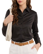 MANGOPOP Button-Down Long-Sleeve Collared Bodysuit Black 1