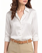 MANGOPOP Button-Down Long-Sleeve Collared Bodysuit White 2