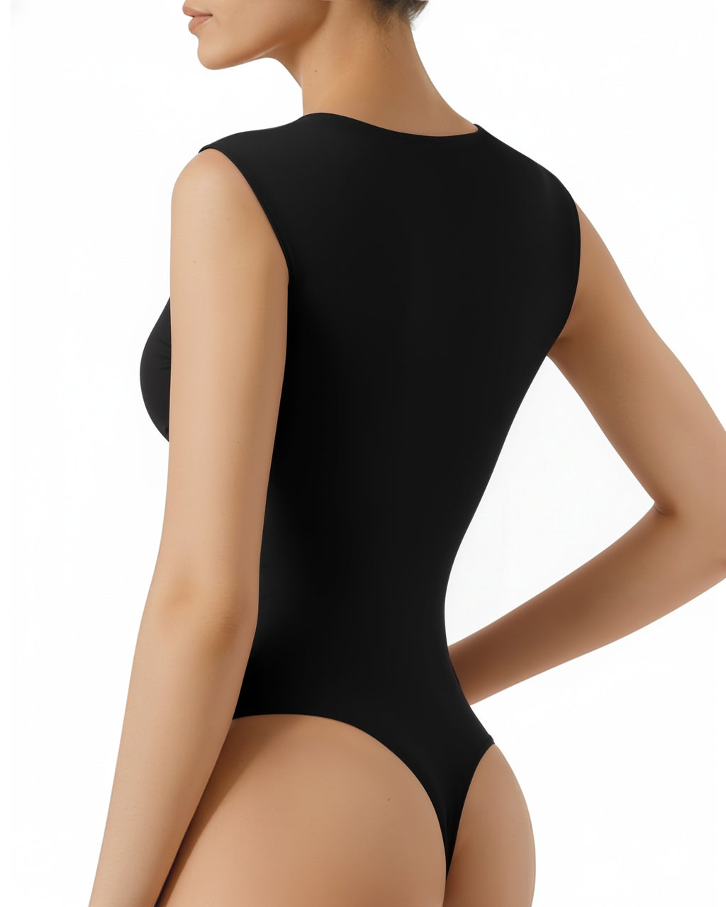MANGOPOP Sweetheart Neckline Sleeveless Tank Bodysuit Black