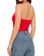 MANGOPOP Halter Neck Tank Thong Bodysuit Red