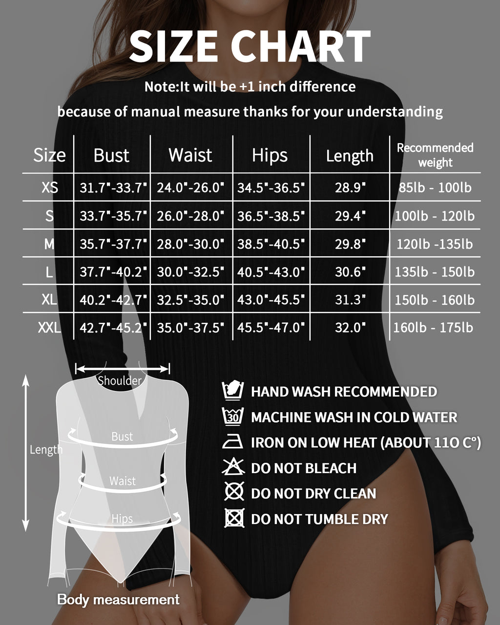 MANGOPOP Long-Sleeve Crew Neck Sweater Slim Fitted Bodysuit Black