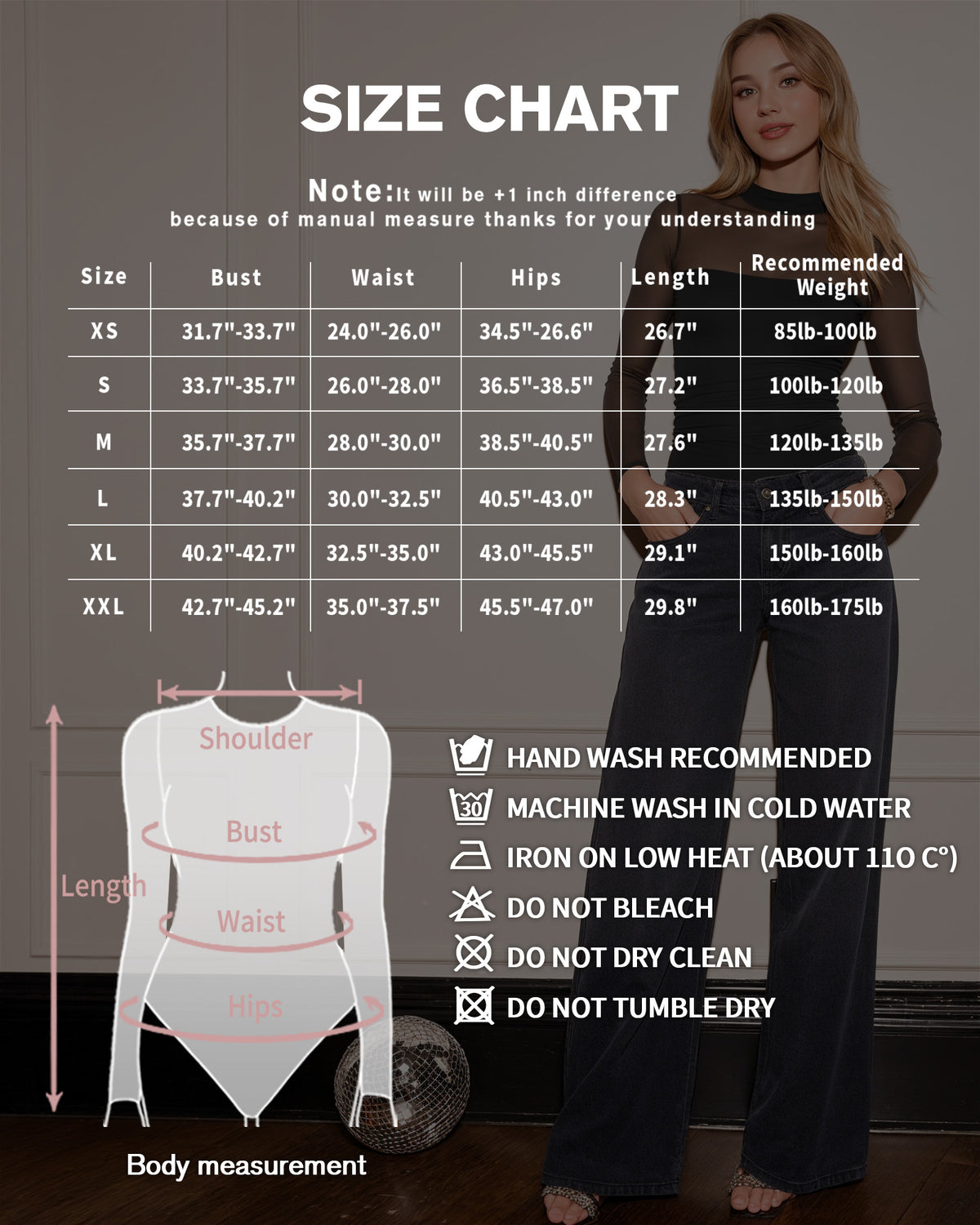 MANGOPOP Mock Neck Mesh Long-Sleeve Ruched Sheer Bodysuit Long Sleeve Black