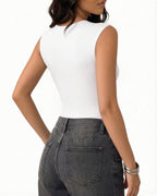 MANGOPOP Mesh Ruched Sweetheart Neck Sleeveless Bodysuit White