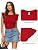 MANGOPOP Crew Neck Ruffle Sleeveless Spring Blouse Red