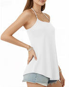 MANGOPOP Halter Tank Loose Fit Sleeveless Square Top White