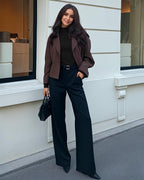 MANGOPOP Turtleneck Sweaters Long-Sleeve Ribbed Knit Sweater Top Black
